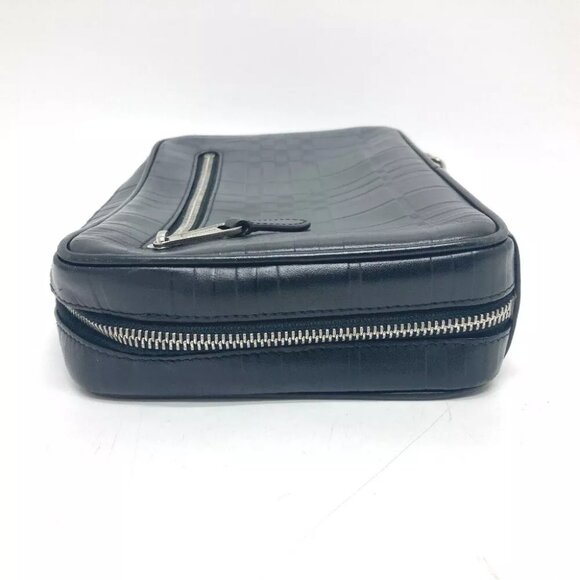 BURBERRY Check pattern Embossed Clutch Bag Pouch Black/SilverHardware - Picture 5 of 15